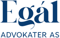 Logo med Egal advokater AS skrevet i blått.